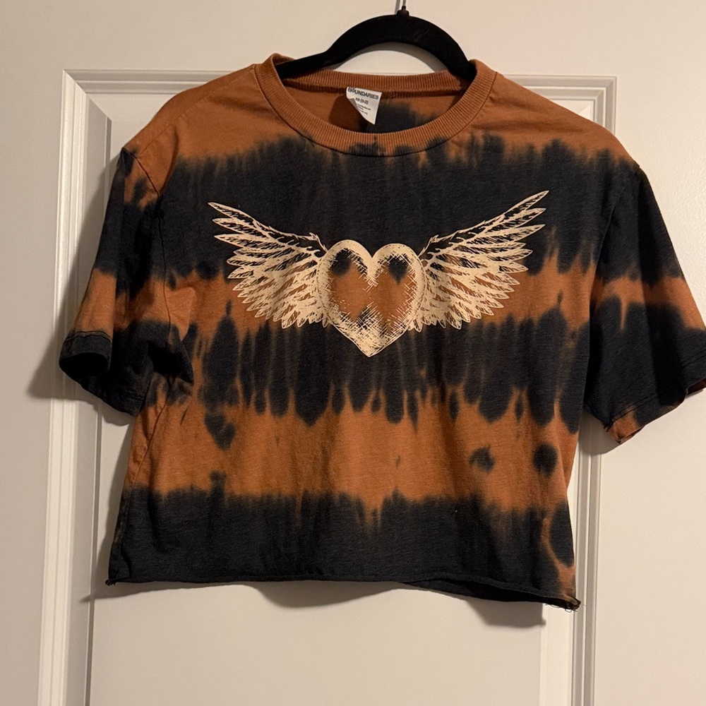 No Boundaries Brown and Black Tie-Dye Crop Top